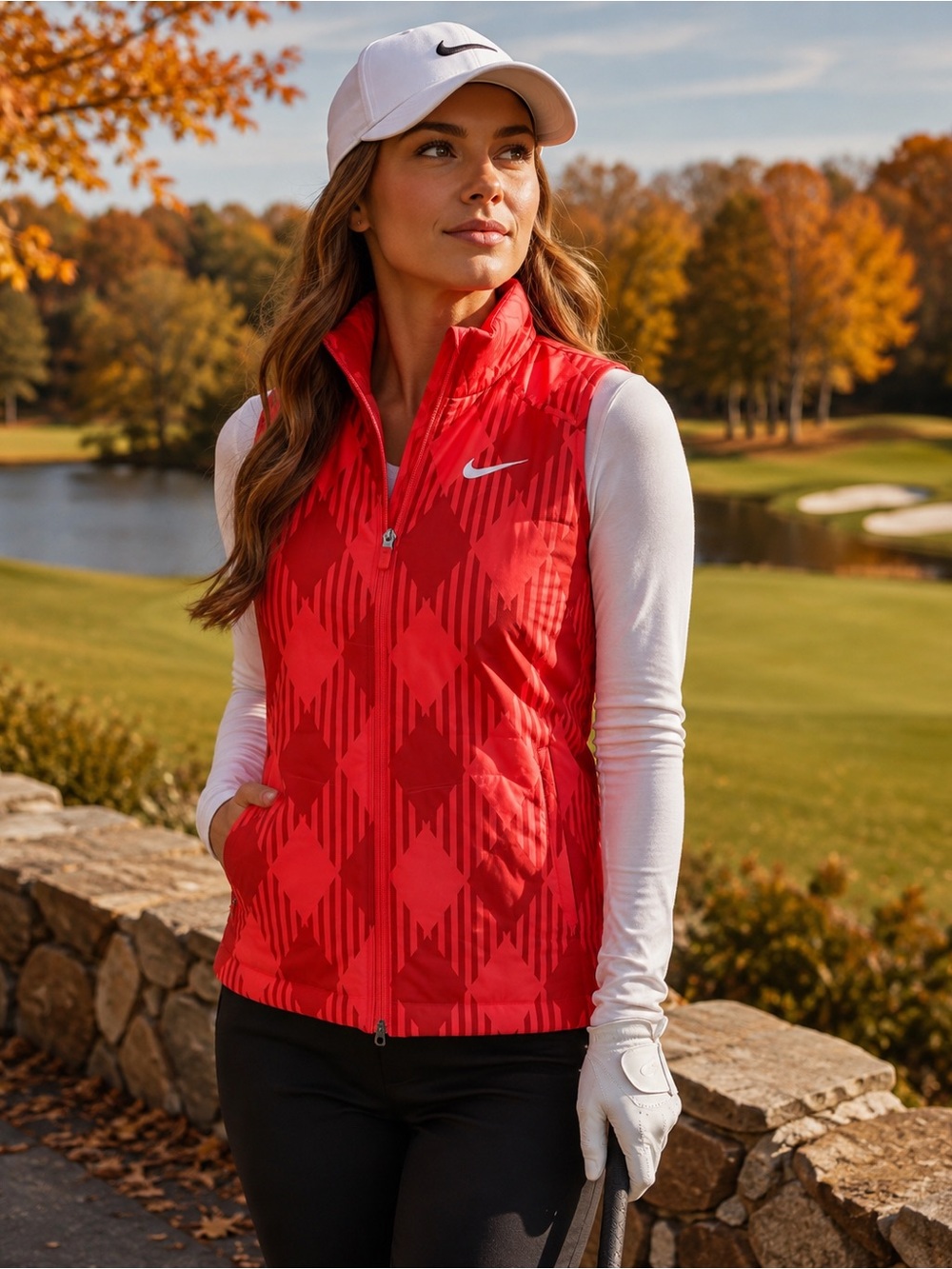 Nike Golf Sport Women’s Small Coral Geometric Full Zip Insulated Vest - Picture 9 of 9